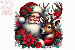 Santa Claus & Reindeer Clipart Bundle - CraftNest - Digital Crafting and Art