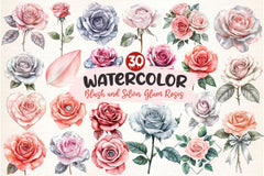 Blush And Silver Glam Roses Clipart Bundle - CraftNest - Digital Crafting and Art