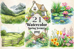 Spring Scenery Clipart Bundle - CraftNest - Digital Crafting and Art