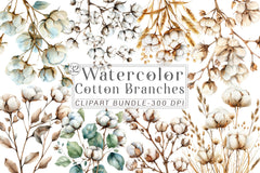Cotton Branches Clipart Bundle - CraftNest - Digital Crafting and Art