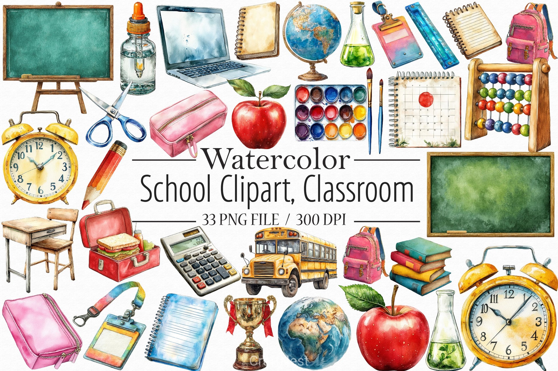 School Classroom Clipart Bundle - CraftNest - Digital Crafting and Art