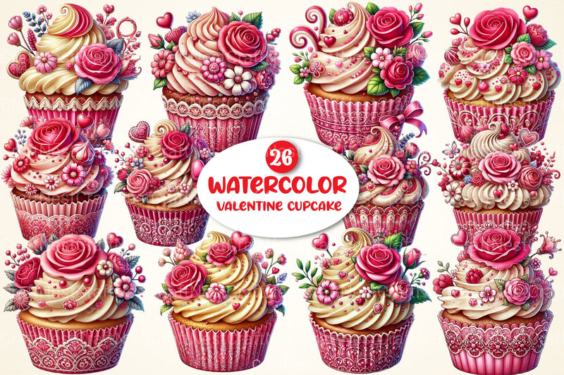 Valentine Cupcake Clipart Bundle 68 - CraftNest - Digital Crafting and Art