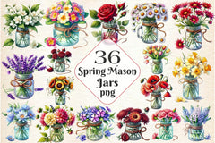 Spring Mason Jars Clipart Bundle 2 - CraftNest - Digital Crafting and Art