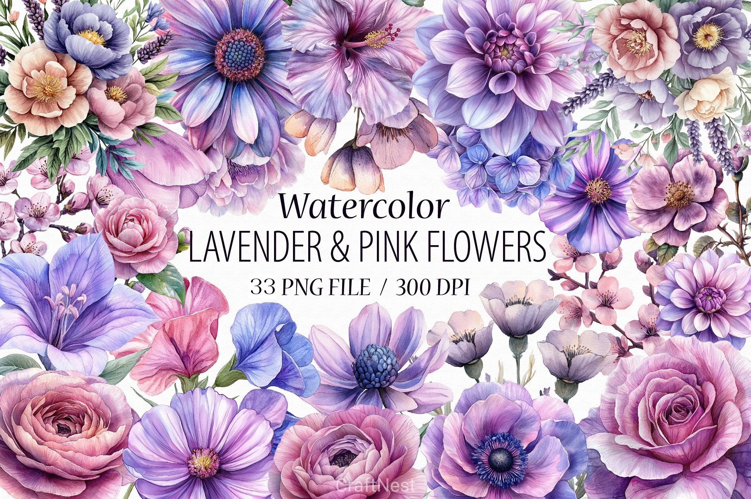 Lavender & Pink Flowers Clipart Bundle 3 - CraftNest - Digital Crafting and Art
