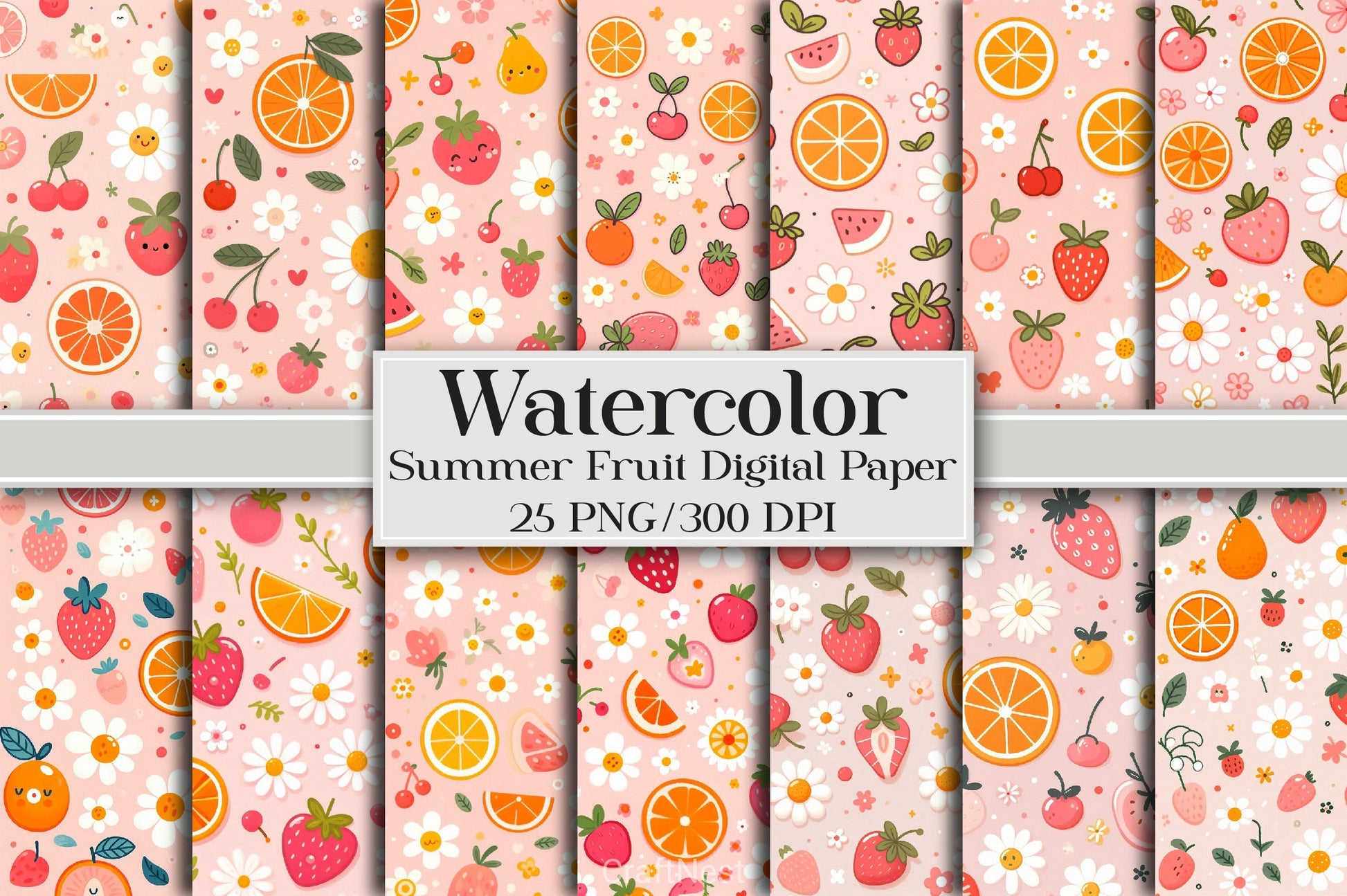 Summer Fruit Digital Paper - CraftNest - Digital Crafting and Art