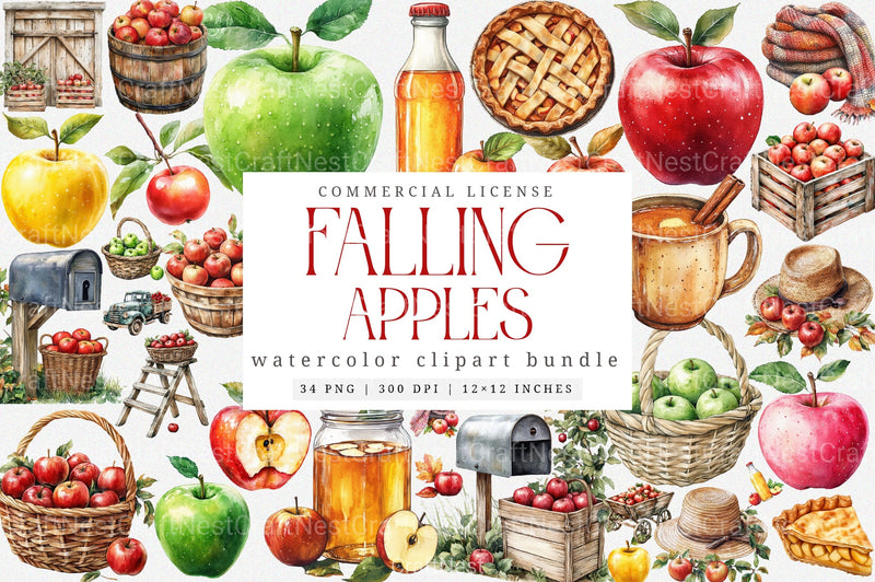 Falling Apples Clipart Bundle 99 - CraftNest - Digital Crafting and Art