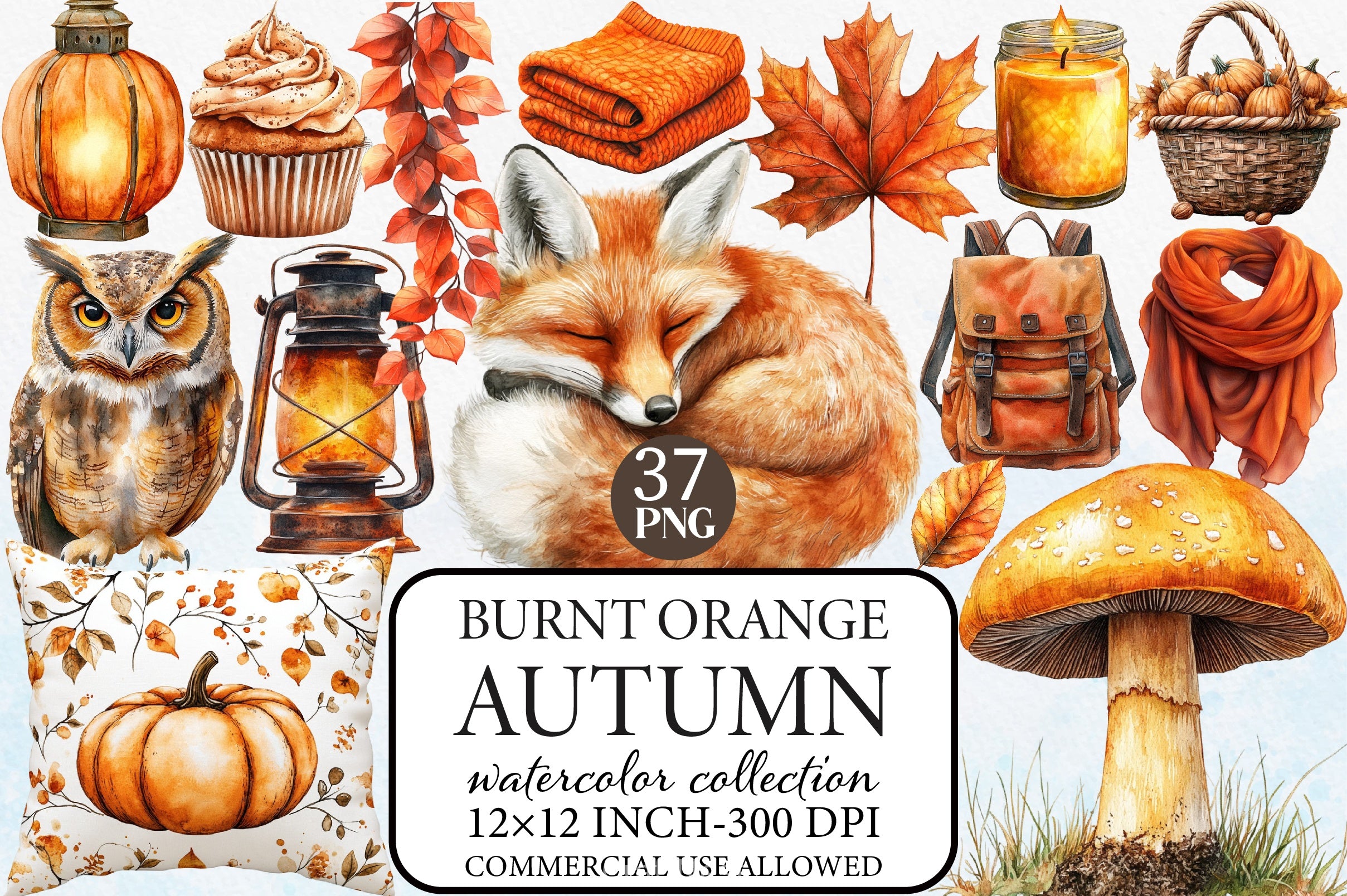 Burnt Orange Autumn Clipart Bundle - CraftNest - Digital Crafting and Art