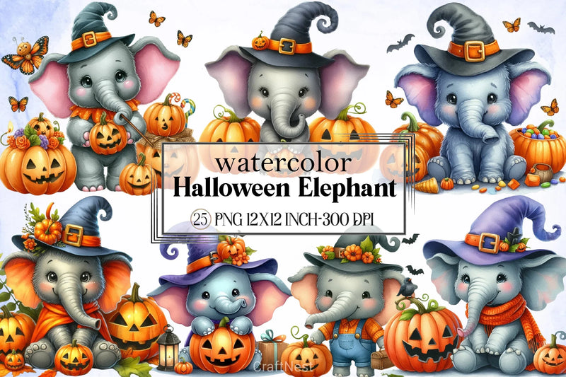 Halloween Elephant Clipart Bundle - CraftNest - Digital Crafting and Art