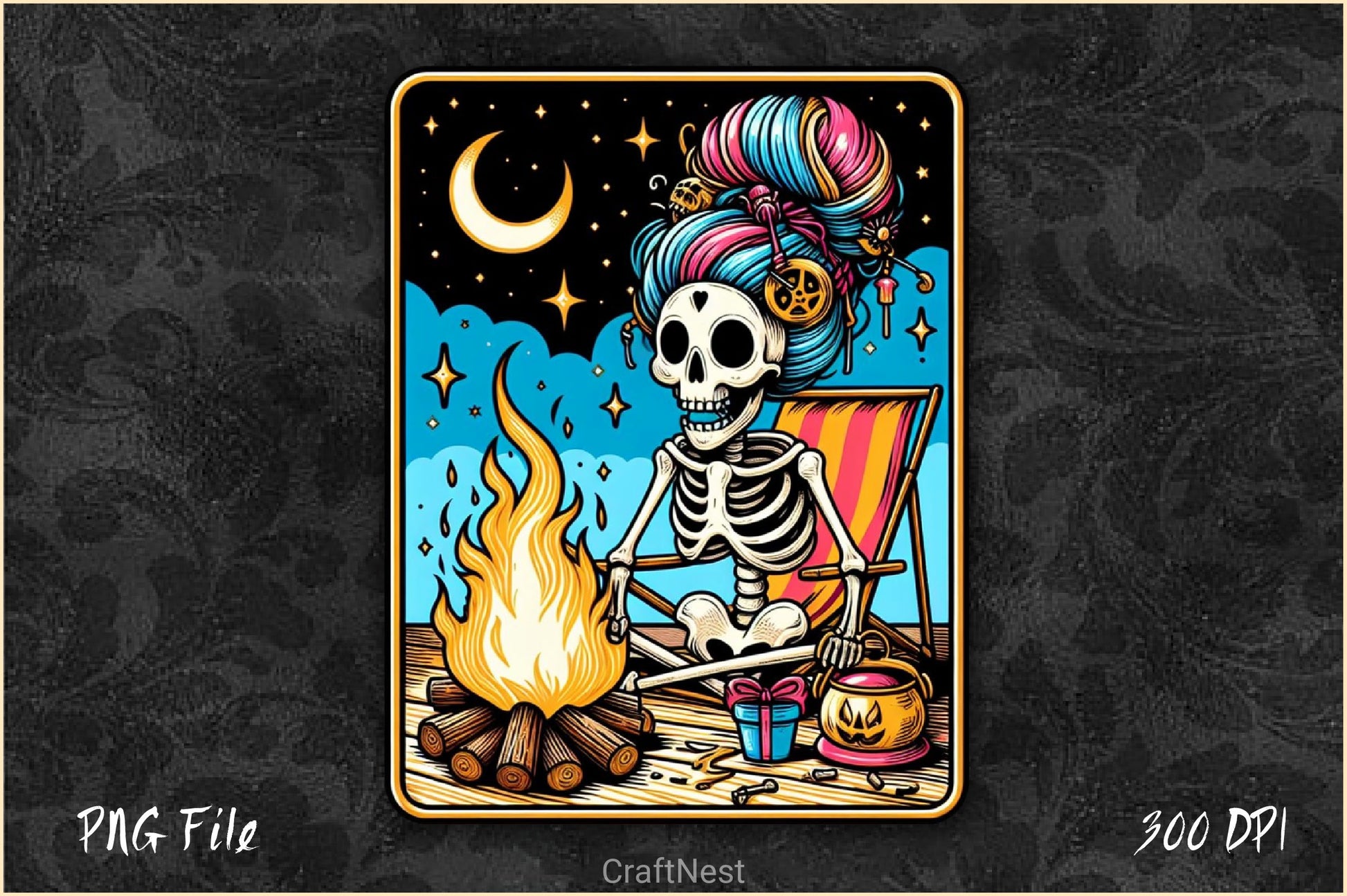 Happy Camper Skeleton Tarot Card Clipart Bundle - CraftNest - Digital Crafting and Art