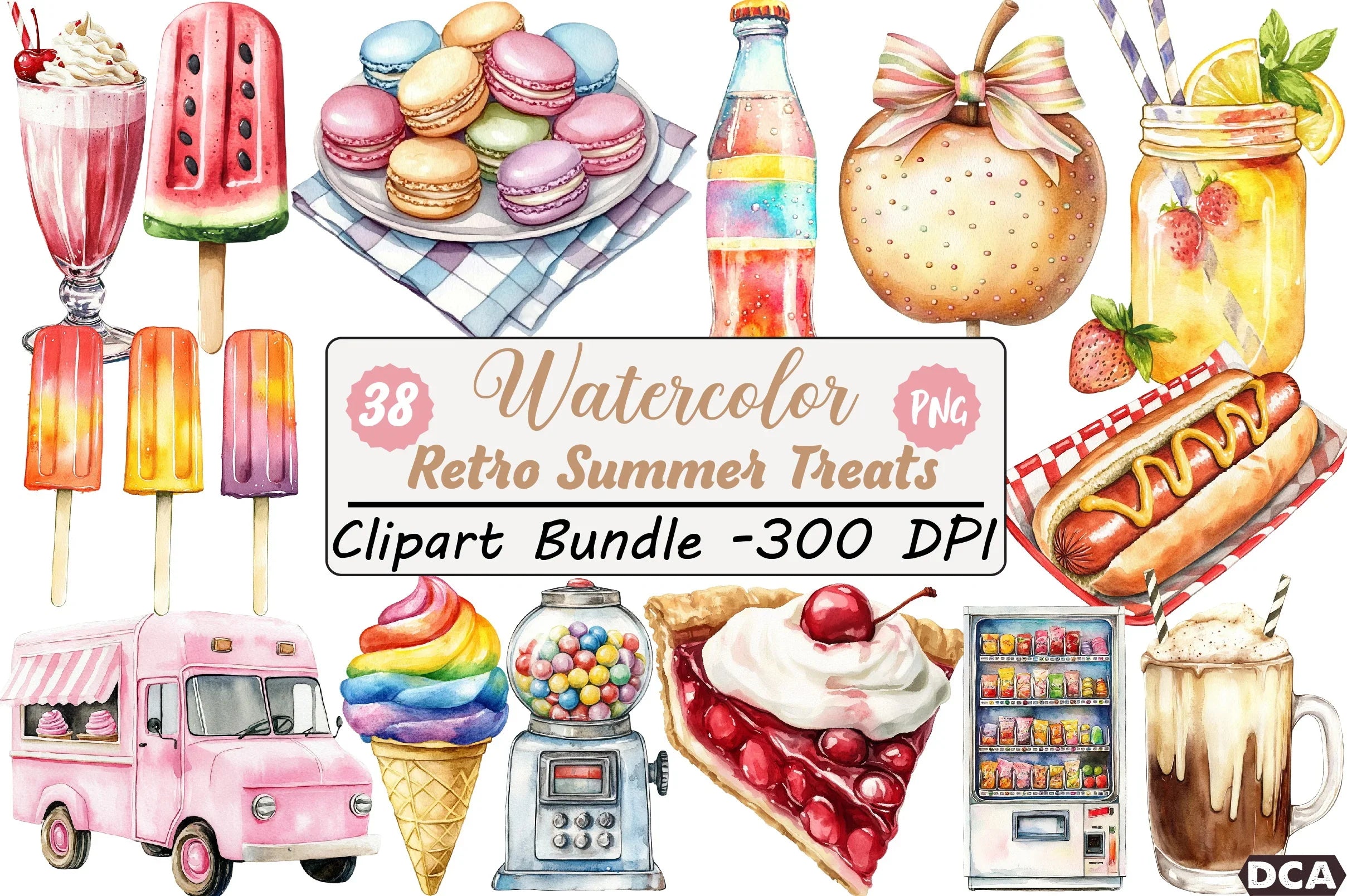 Retro Summer Treats Clipart Bundle - CraftNest - Digital Crafting and Art