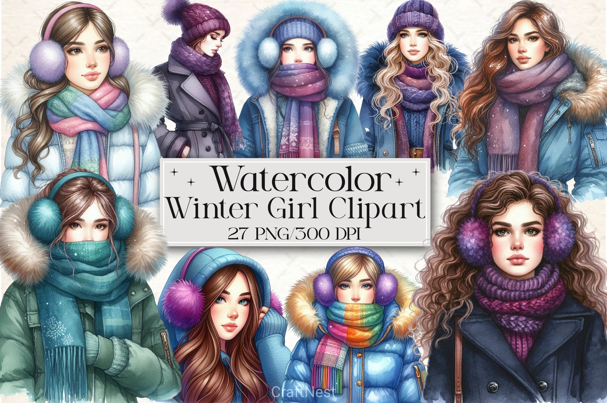 Winter Girl Clipart Bundle 12 - CraftNest - Digital Crafting and Art
