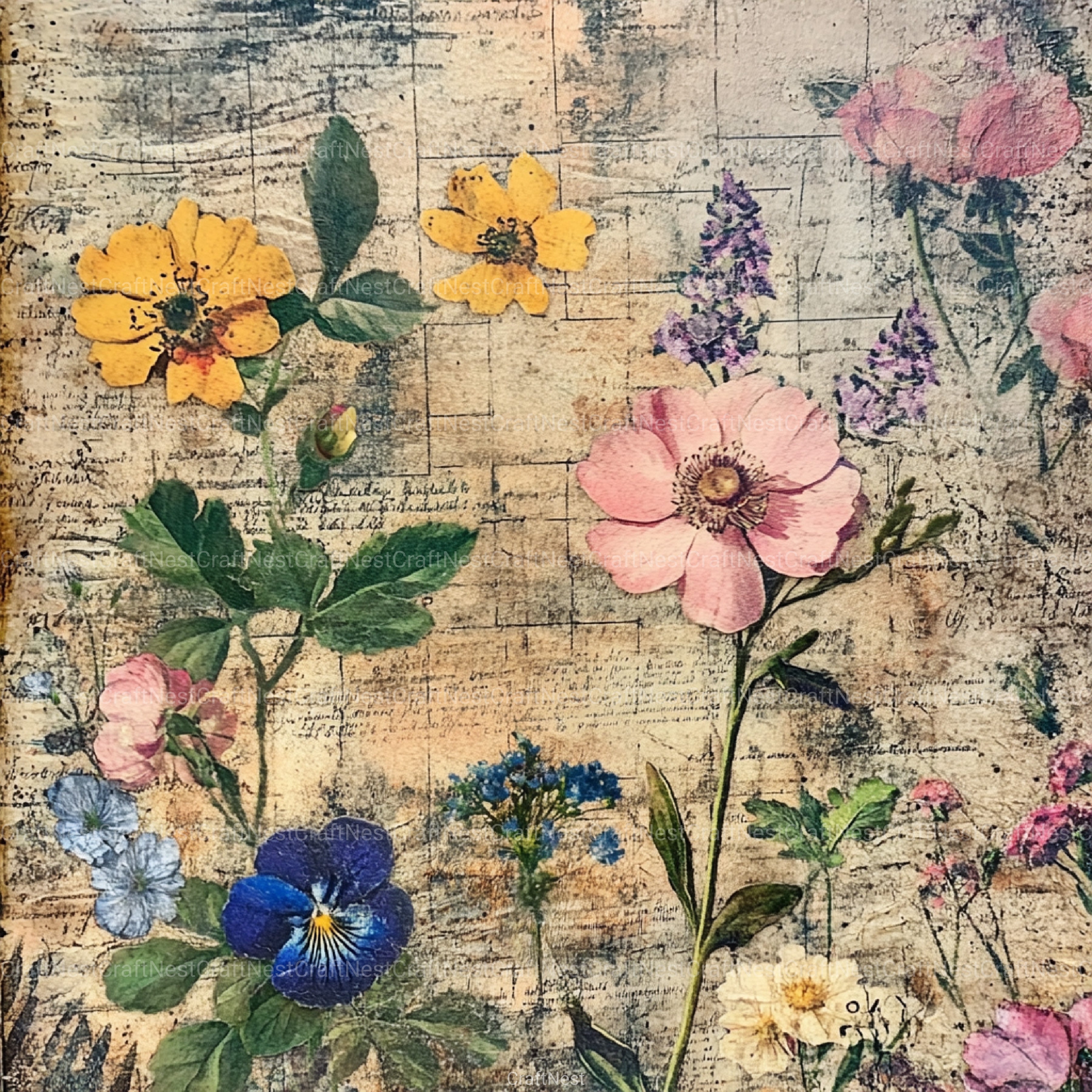 Vintage Floral Collage Clipart Bundle - CraftNest - Digital Crafting and Art