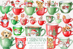 Cute Christmas Hot Cocoa Cup Clipart Bundle - CraftNest - Digital Crafting and Art