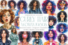1980s Curly Hair Woman Clipart Bundle - CraftNest - Digital Crafting and Art
