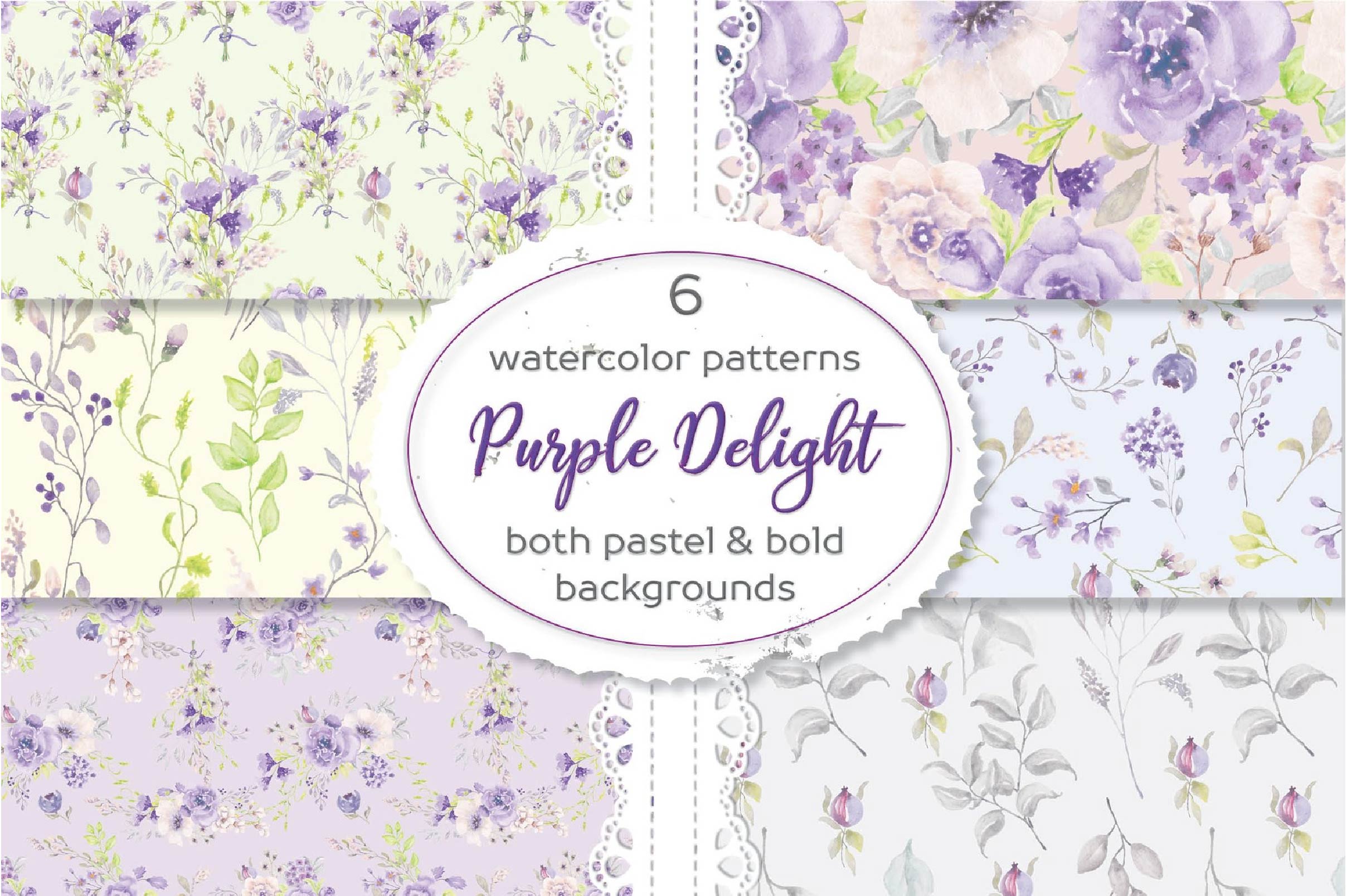 Floral Patterns In Purple And Blush Clipart Bundle - CraftNest - Digital Crafting and Art