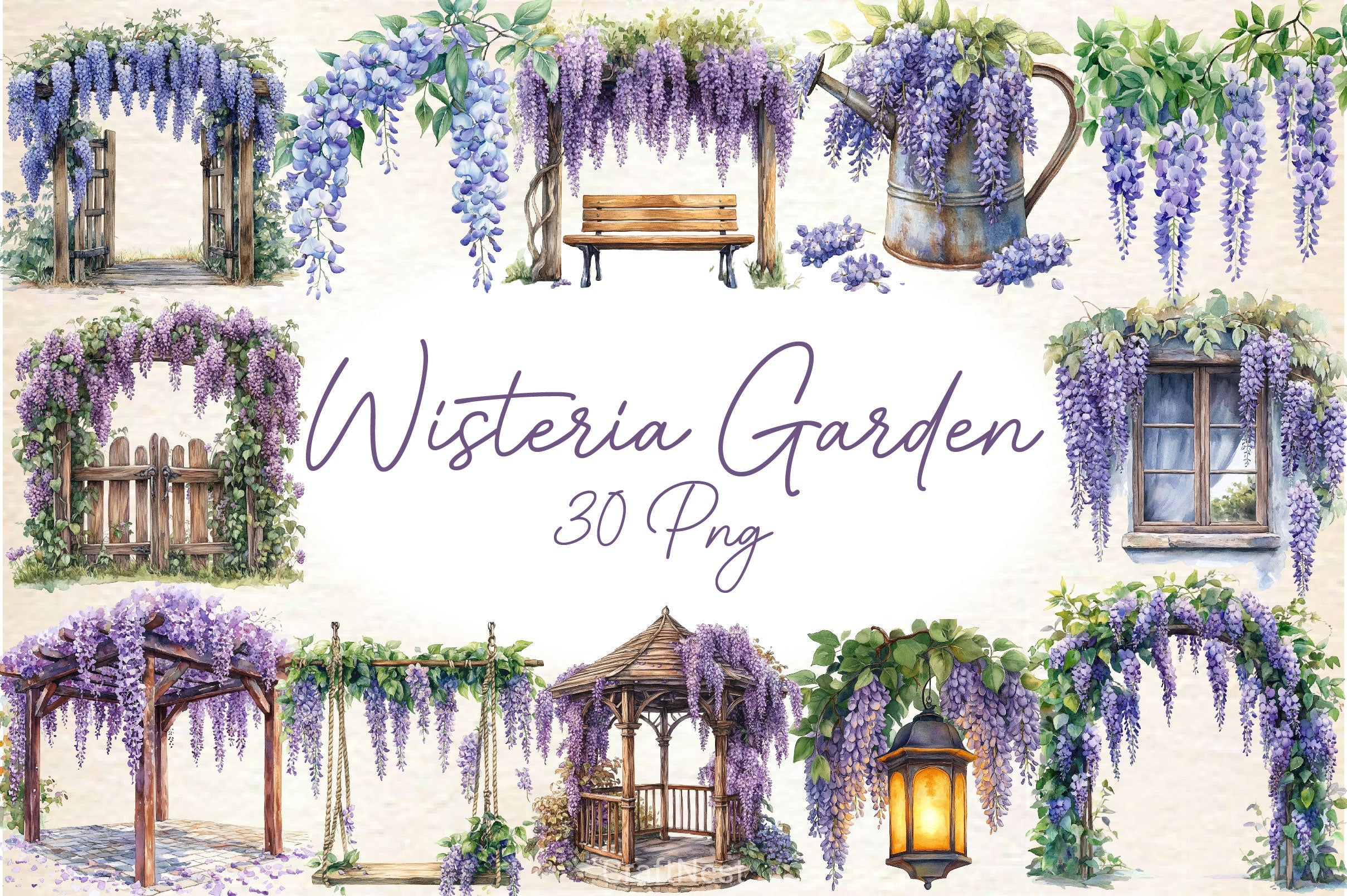 Wisteria Garden Clipart Bundle - CraftNest - Digital Crafting and Art