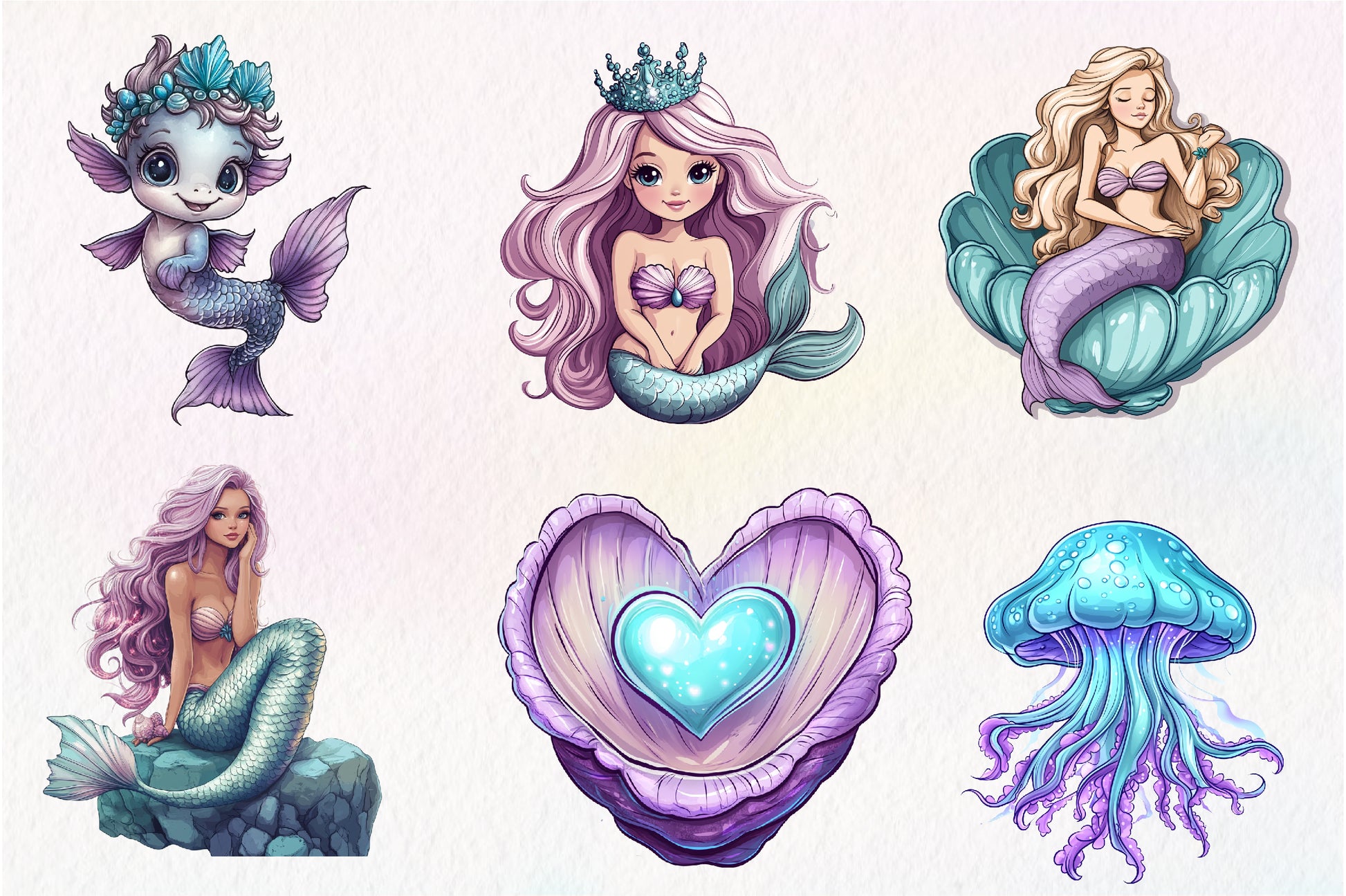 Magical Mermaid Clipart Bundle - CraftNest - Digital Crafting and Art