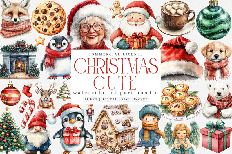 Cute Christmas Clipart Bundle - CraftNest - Digital Crafting and Art
