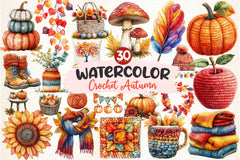 Crochet Autumn Clipart Bundle 3 - CraftNest - Digital Crafting and Art