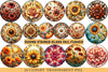 Round Stained Glass Fall Flower Clipart Bundle