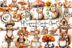 Fall Squirrels Garden Clipart Bundle 55 - CraftNest - Digital Crafting and Art