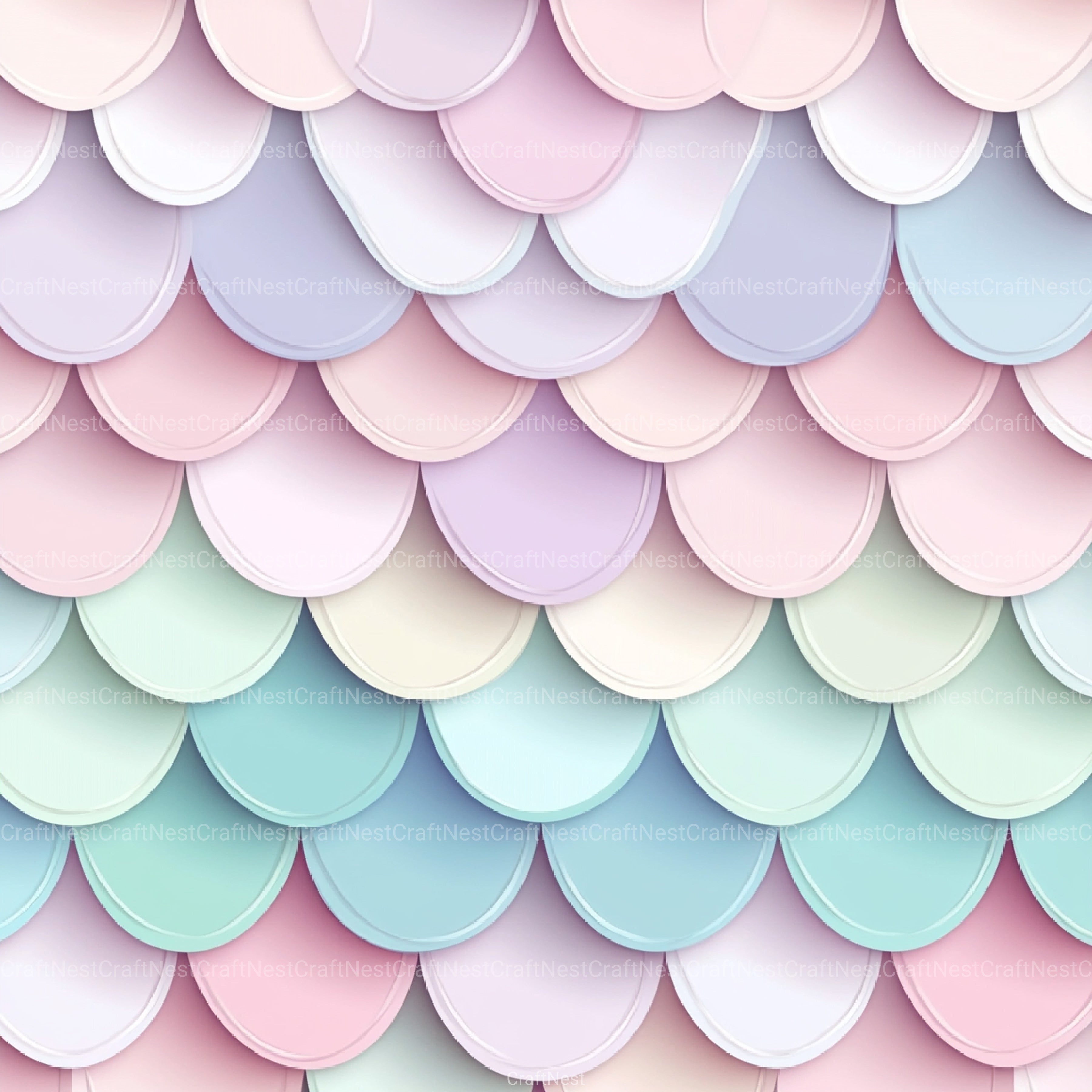Seamless Pastel Mermaid Scales Pattern Digital Paper - CraftNest - Digital Crafting and Art