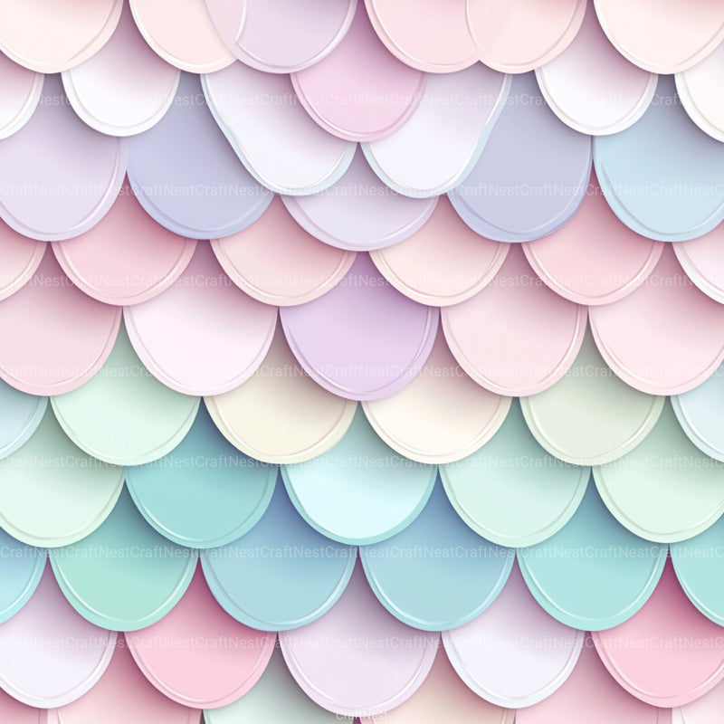 Seamless Pastel Mermaid Scales Pattern Digital Paper - CraftNest - Digital Crafting and Art