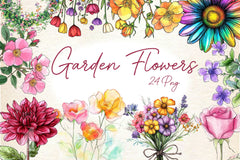 Garden Flowers Clipart Bundle - CraftNest - Digital Crafting and Art