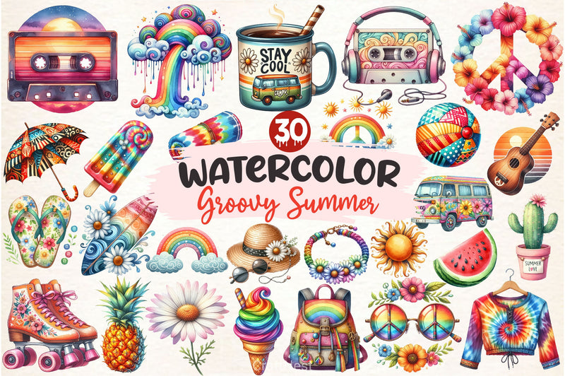 Groovy Summer Clipart Bundle 2 - CraftNest - Digital Crafting and Art