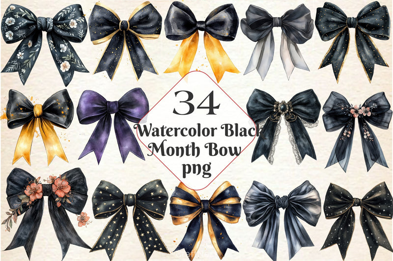 Black Month Bow Clipart Bundle - CraftNest - Digital Crafting and Art