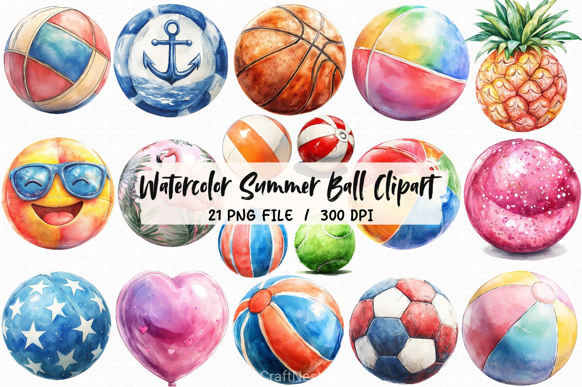 Summer Ball Clipart Bundle - CraftNest - Digital Crafting and Art