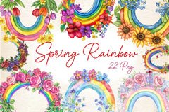 Floral Spring Rainbow Clipart Bundle 2 - CraftNest - Digital Crafting and Art