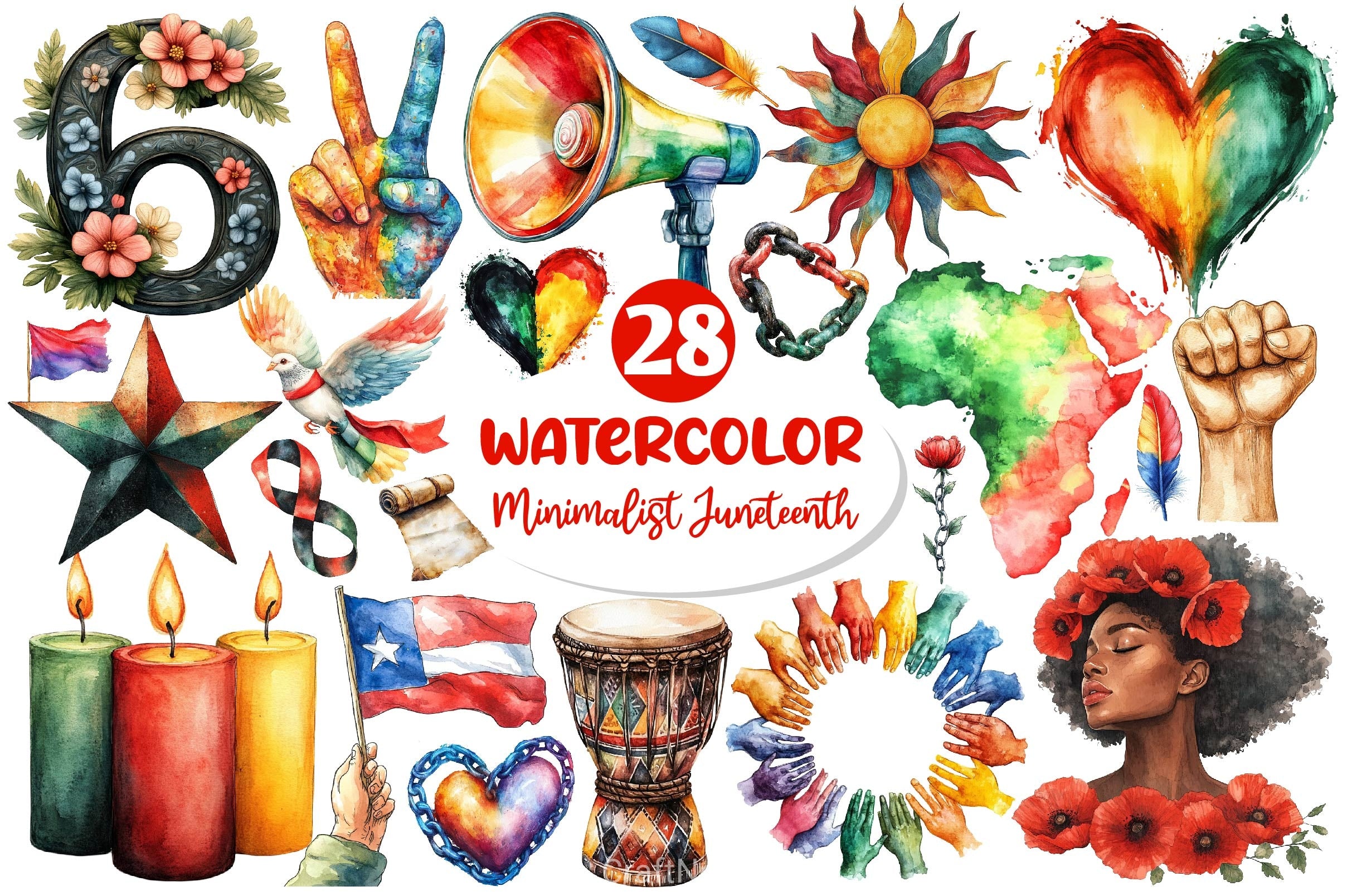 Minimalist Juneteenth Clipart Bundle - CraftNest - Digital Crafting and Art