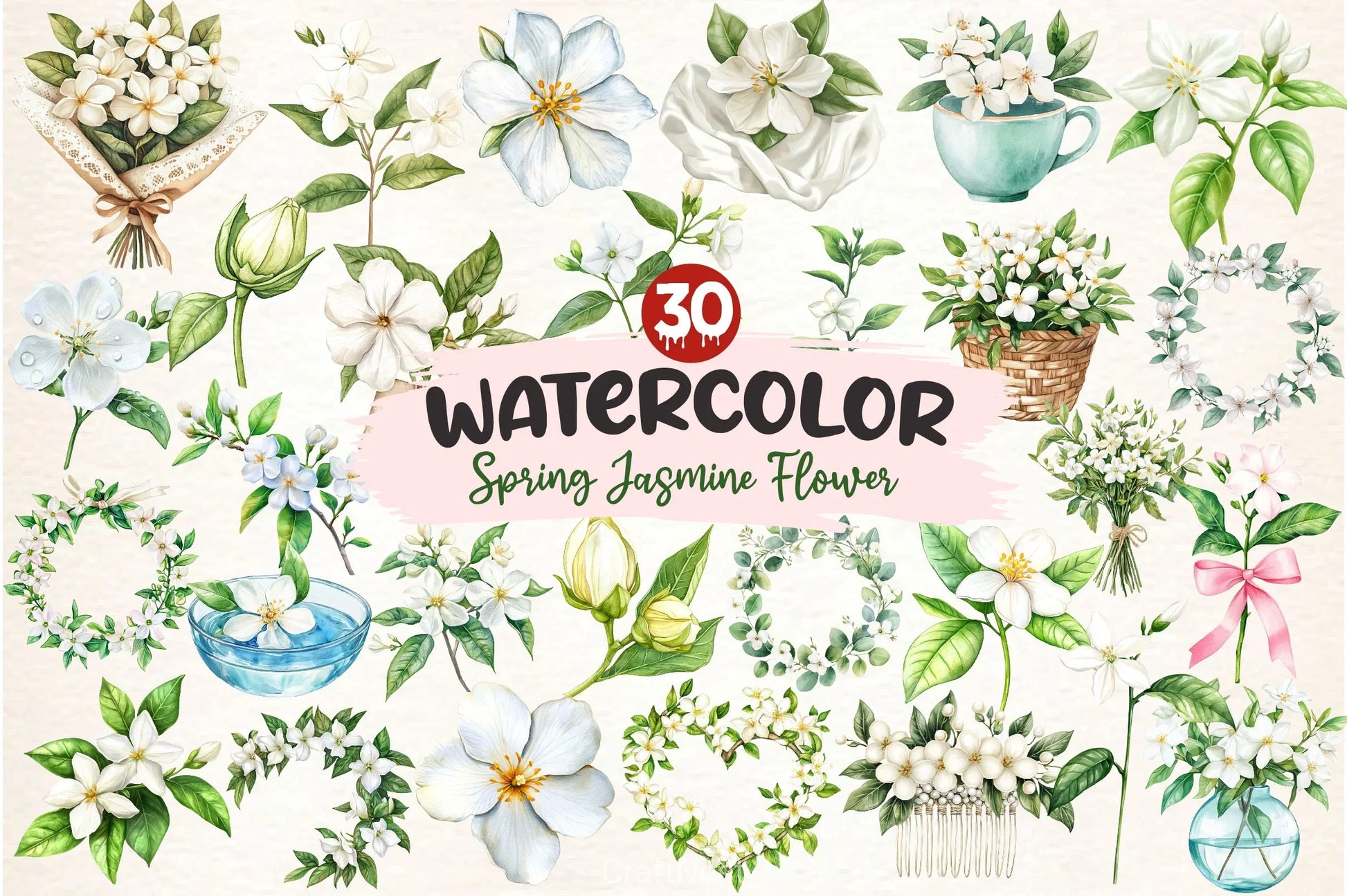 Spring Jasmine Flower Clipart Bundle 5 - CraftNest - Digital Crafting and Art