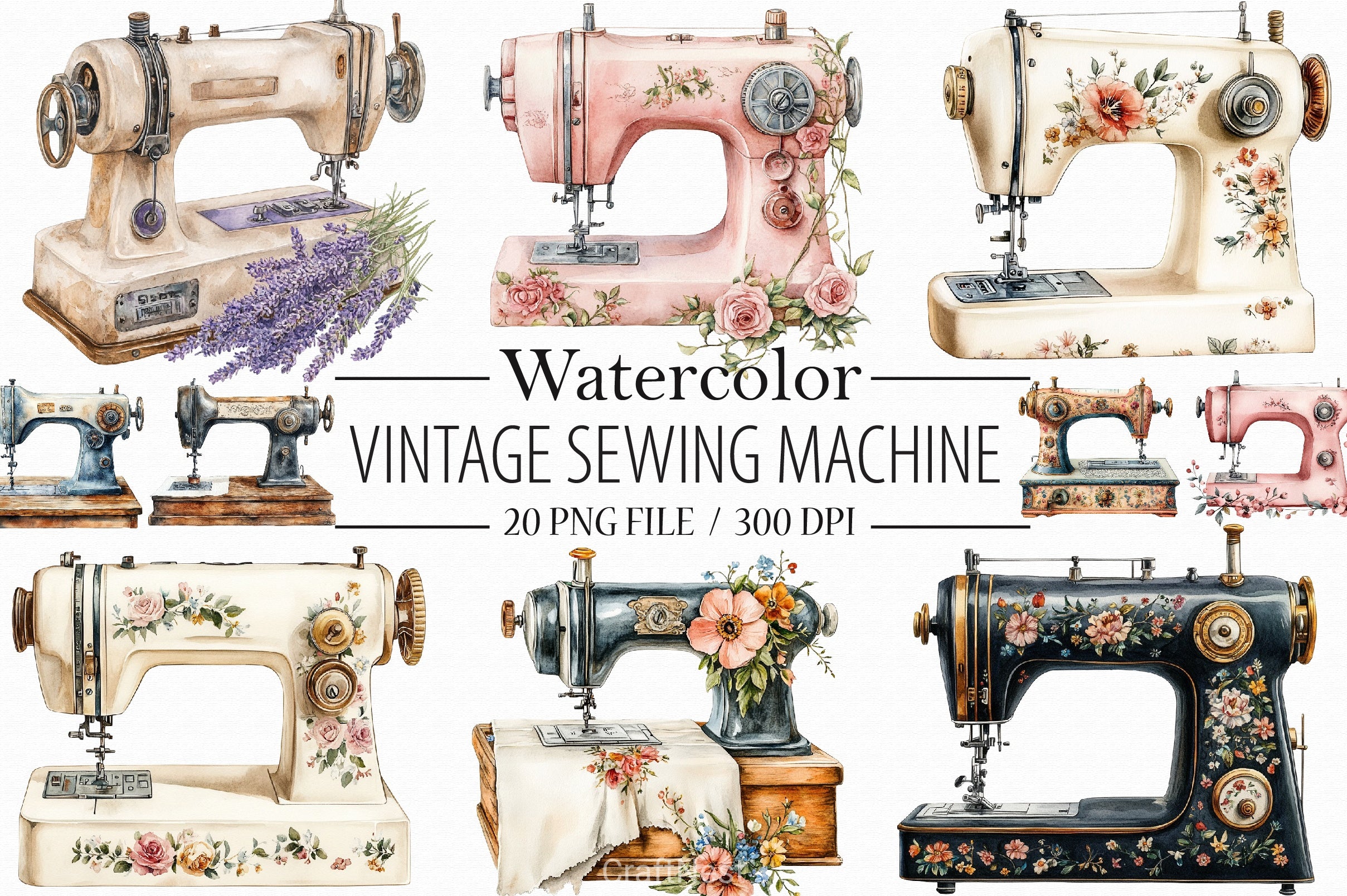 Vintage Sewing Machine Clipart Bundle - CraftNest - Digital Crafting and Art