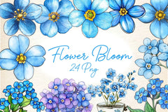Forget Me Not Flower Bloom Clipart Bundle - CraftNest - Digital Crafting and Art