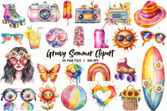 Groovy Summer Clipart Bundle - CraftNest - Digital Crafting and Art