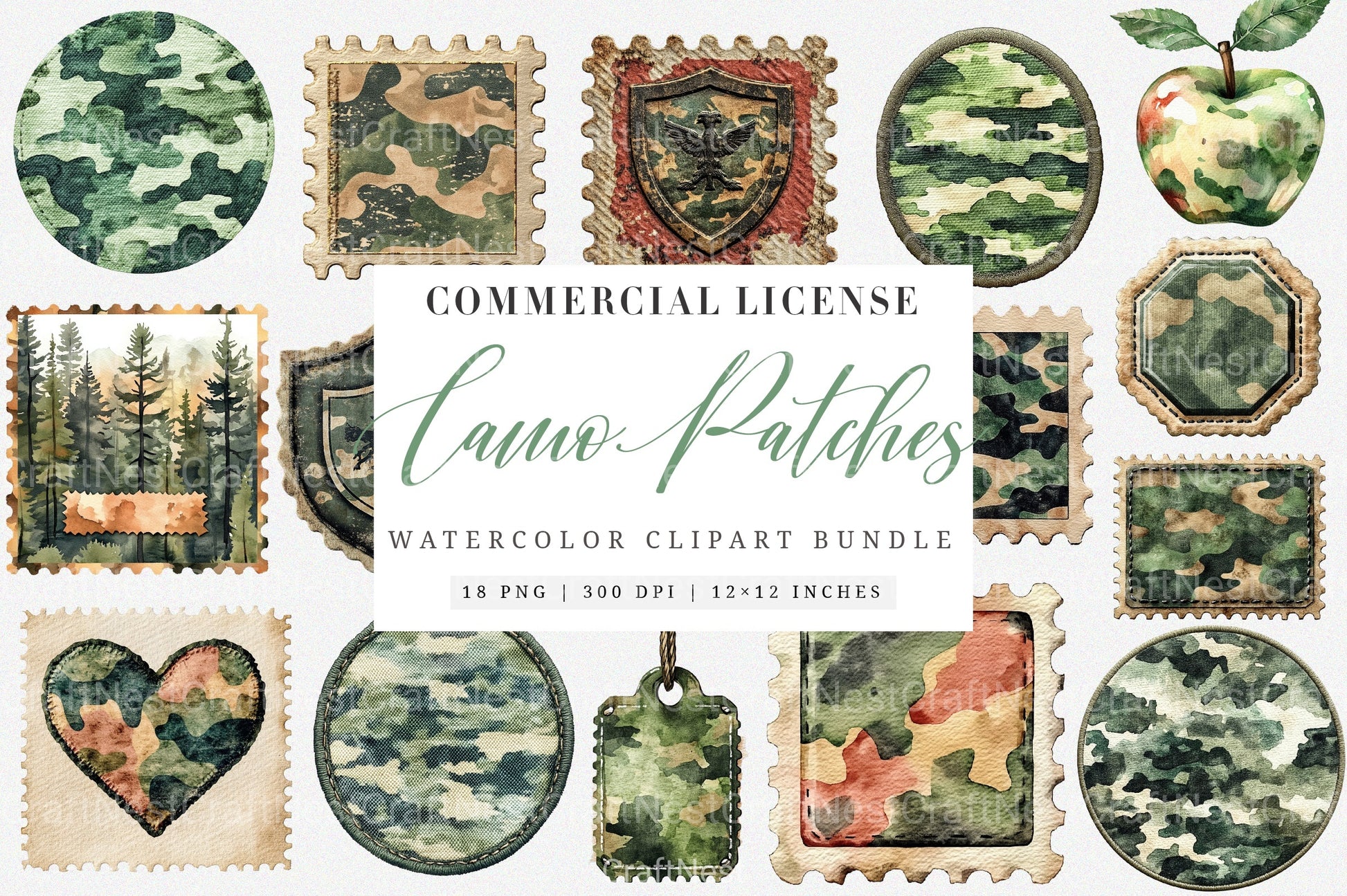 Camo Patches Clipart Bundle - CraftNest - Digital Crafting and Art