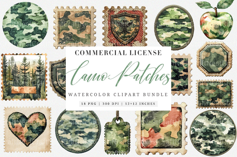 Camo Patches Clipart Bundle - CraftNest - Digital Crafting and Art