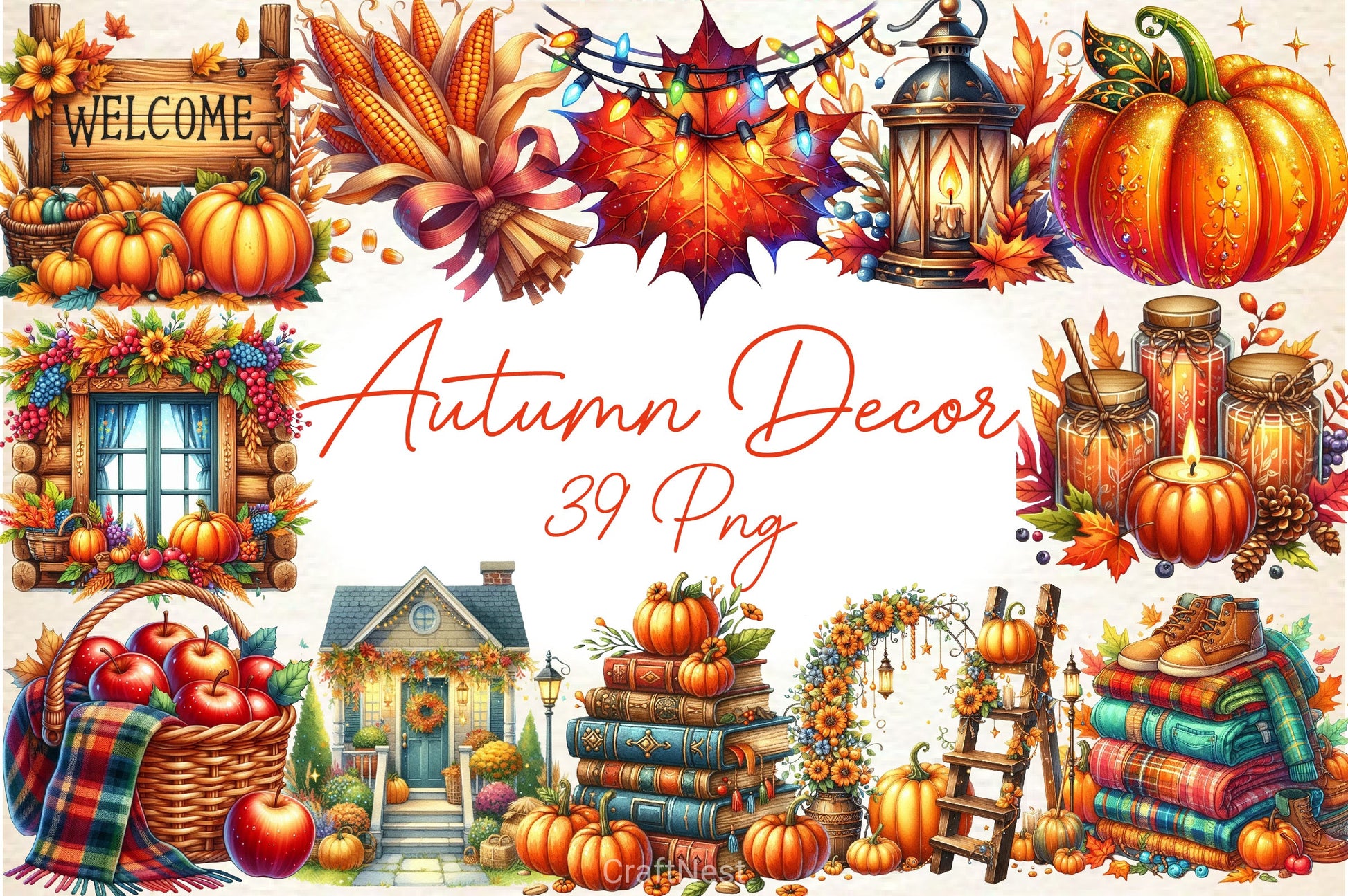 Autumn Decor Clipart Bundle - CraftNest - Digital Crafting and Art