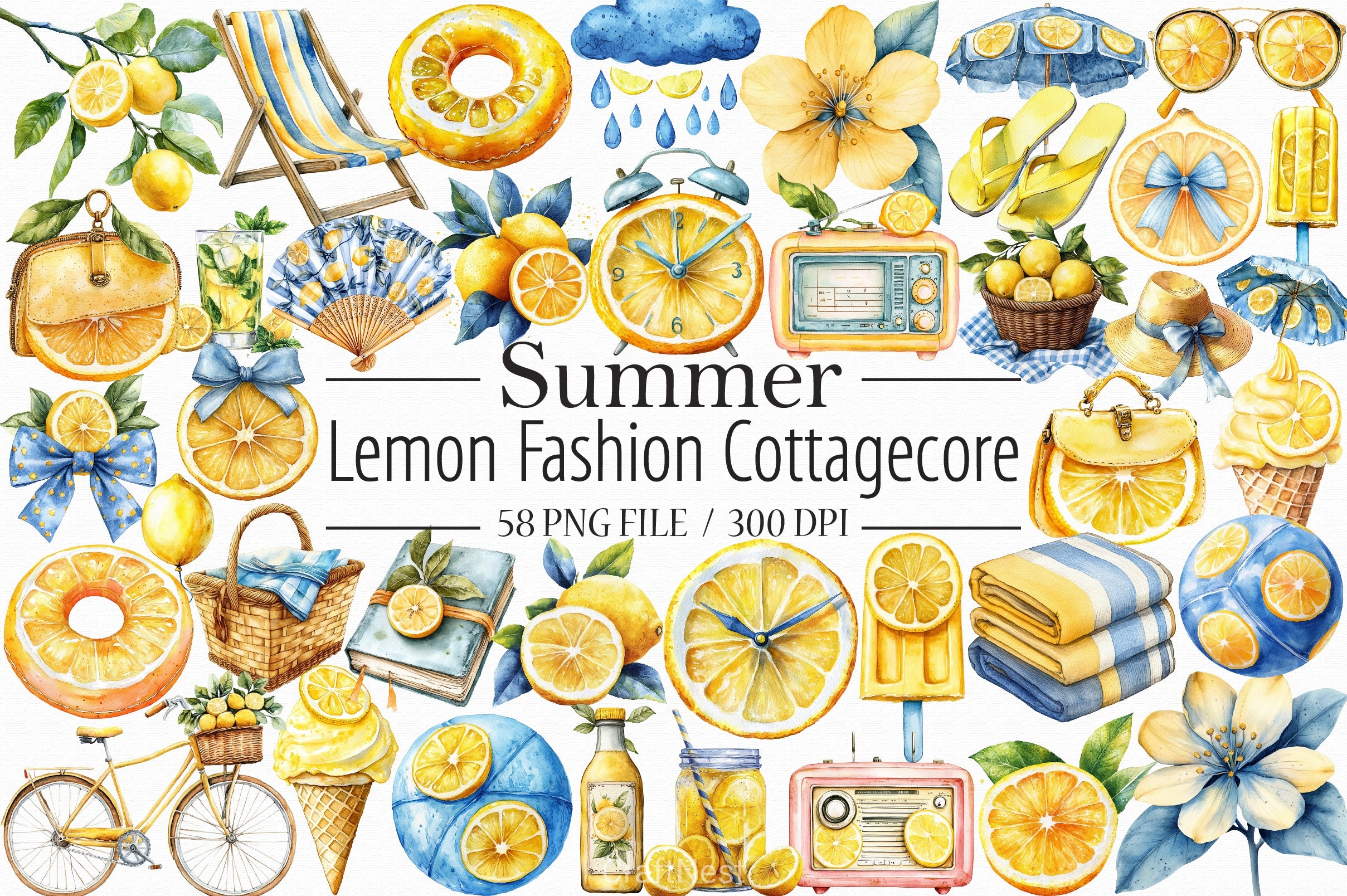 Lemon Cottagecore Fashion Clipart Bundle - CraftNest - Digital Crafting and Art