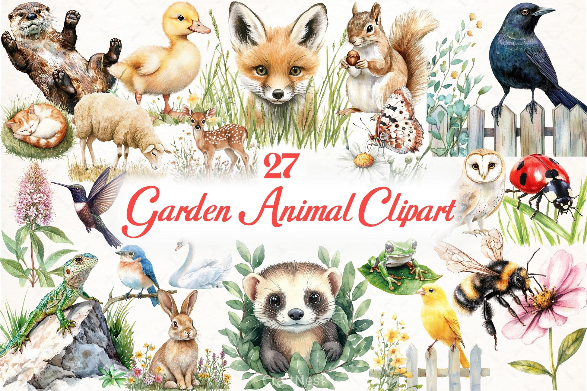 Garden Animals Clipart Bundle - CraftNest - Digital Crafting and Art