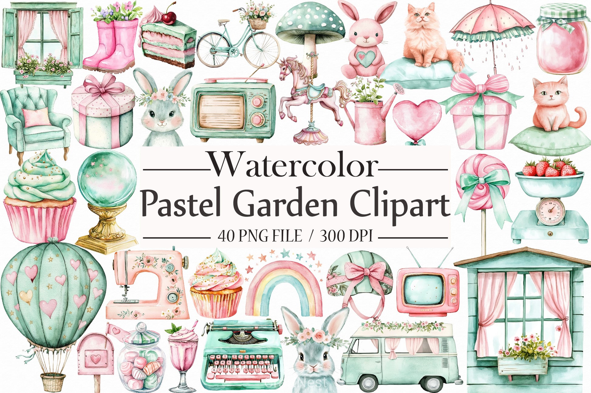 Pastel Garden Clipart Bundle - CraftNest - Digital Crafting and Art
