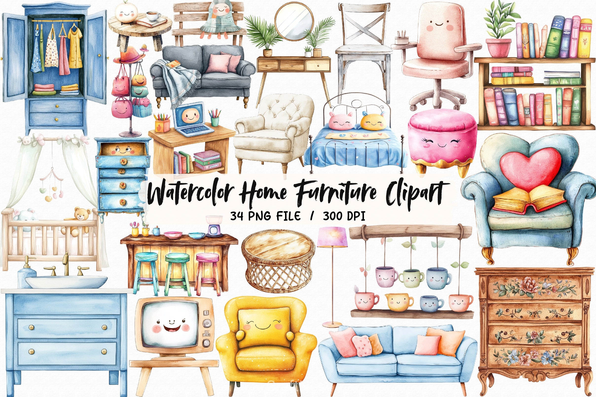 Home Furniture Clipart Bundle 5 - CraftNest - Digital Crafting and Art