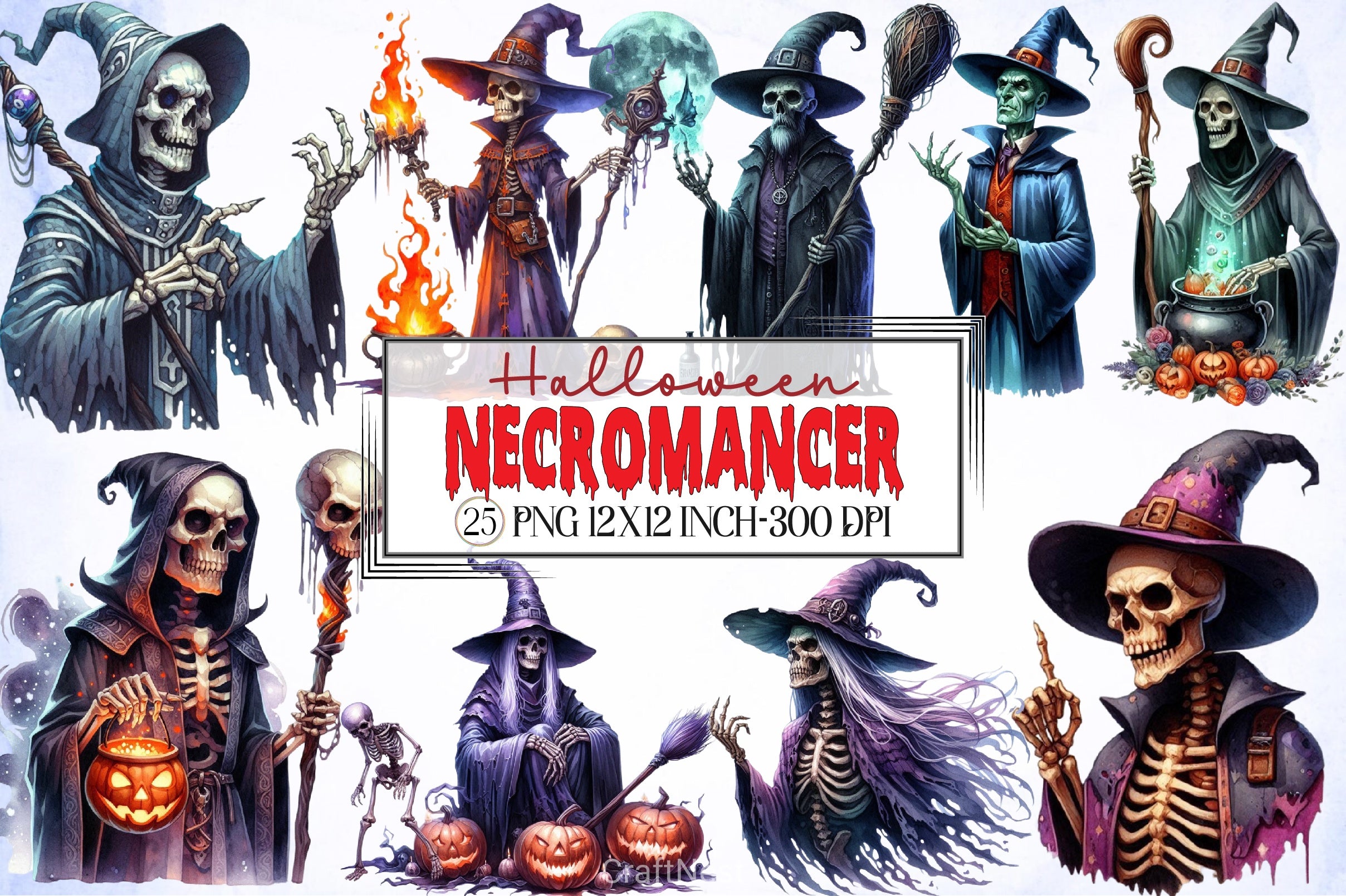 Halloween Necromancer Clipart Bundle - CraftNest - Digital Crafting and Art