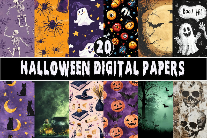 Halloween Digital Papers Set - CraftNest - Digital Crafting and Art