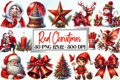 Red Christmas Clipart Bundle - CraftNest - Digital Crafting and Art