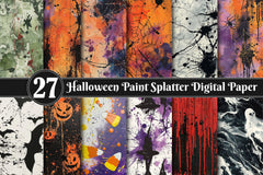 Halloween Paint Splatter Digital Paper - CraftNest - Digital Crafting and Art