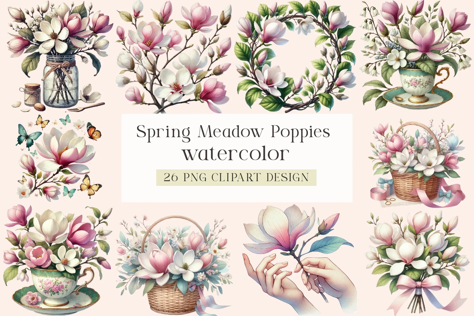 Spring Meadow Poppies Clipart Bundle - CraftNest - Digital Crafting and Art