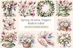 Spring Meadow Poppies Clipart Bundle - CraftNest - Digital Crafting and Art